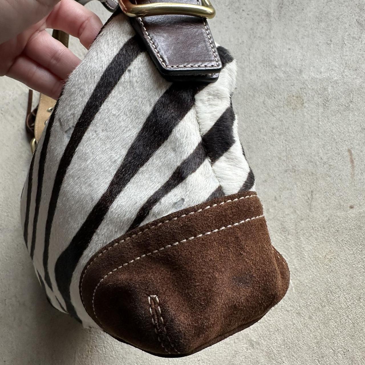 rare vintage y2k coach zebra print pony hair shoulder bag