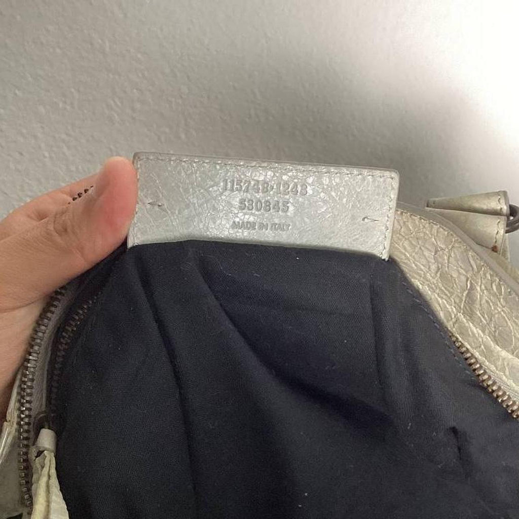 Authentic Balenciaga City Bag Light In Grey Lambskin Leather