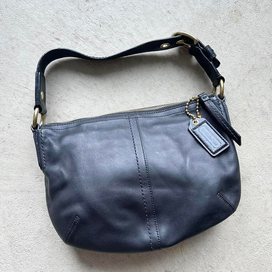 vintage y2k coach black leather shoulder bag 7