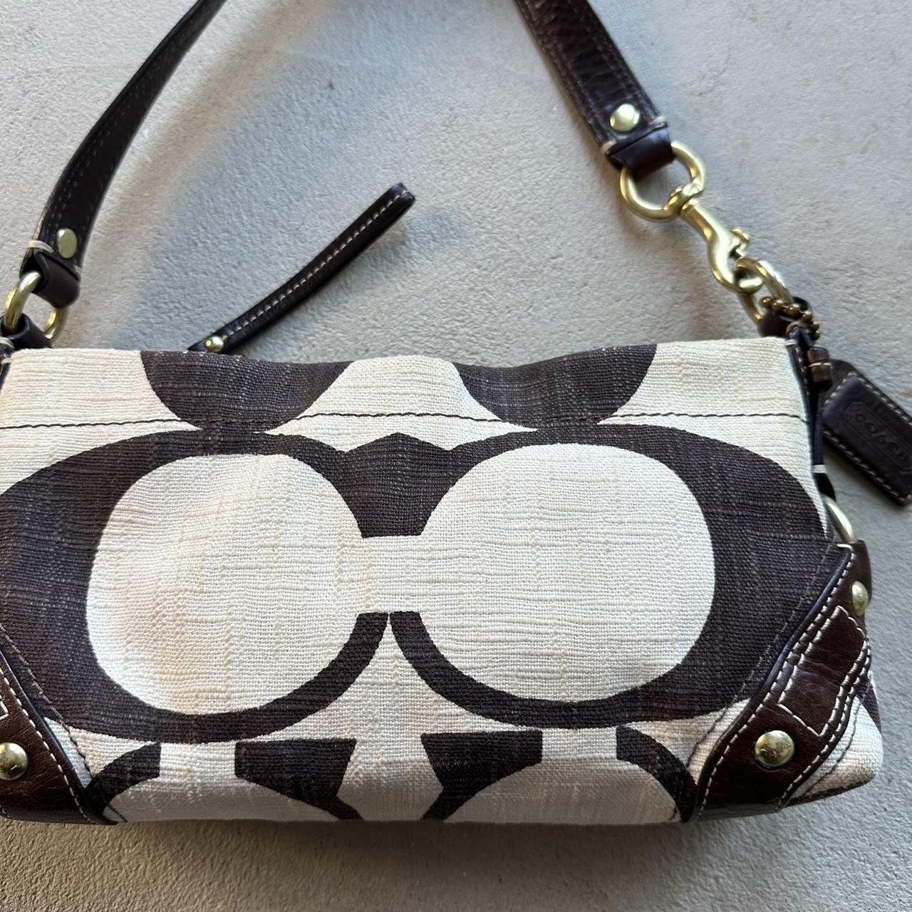 vintage y2k coach white brown shoulder bag 4