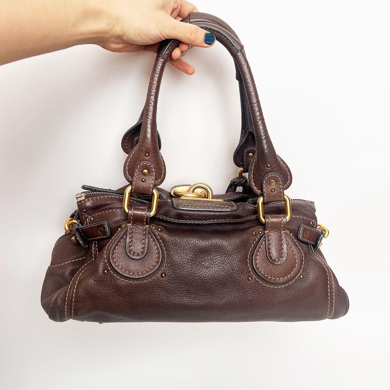 Authentic Vintage 90s Chloé Paddington Bag – Dark Reddish Brown Leather
