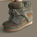 Authentic Isabel Marant Bekett Wedge Sneakers – Khaki Taupe Suede