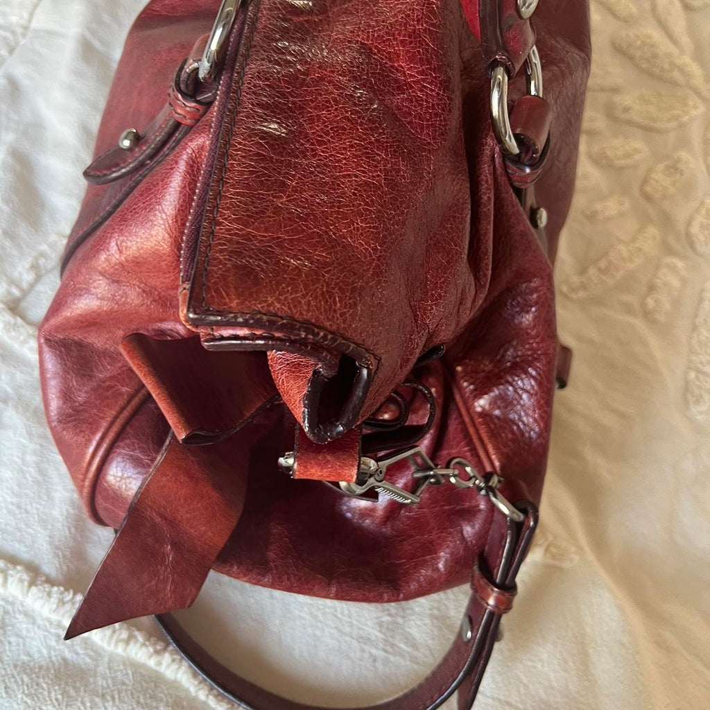 Authentic Miu Miu Vitello Lux Bow Mini Bag – Burgundy