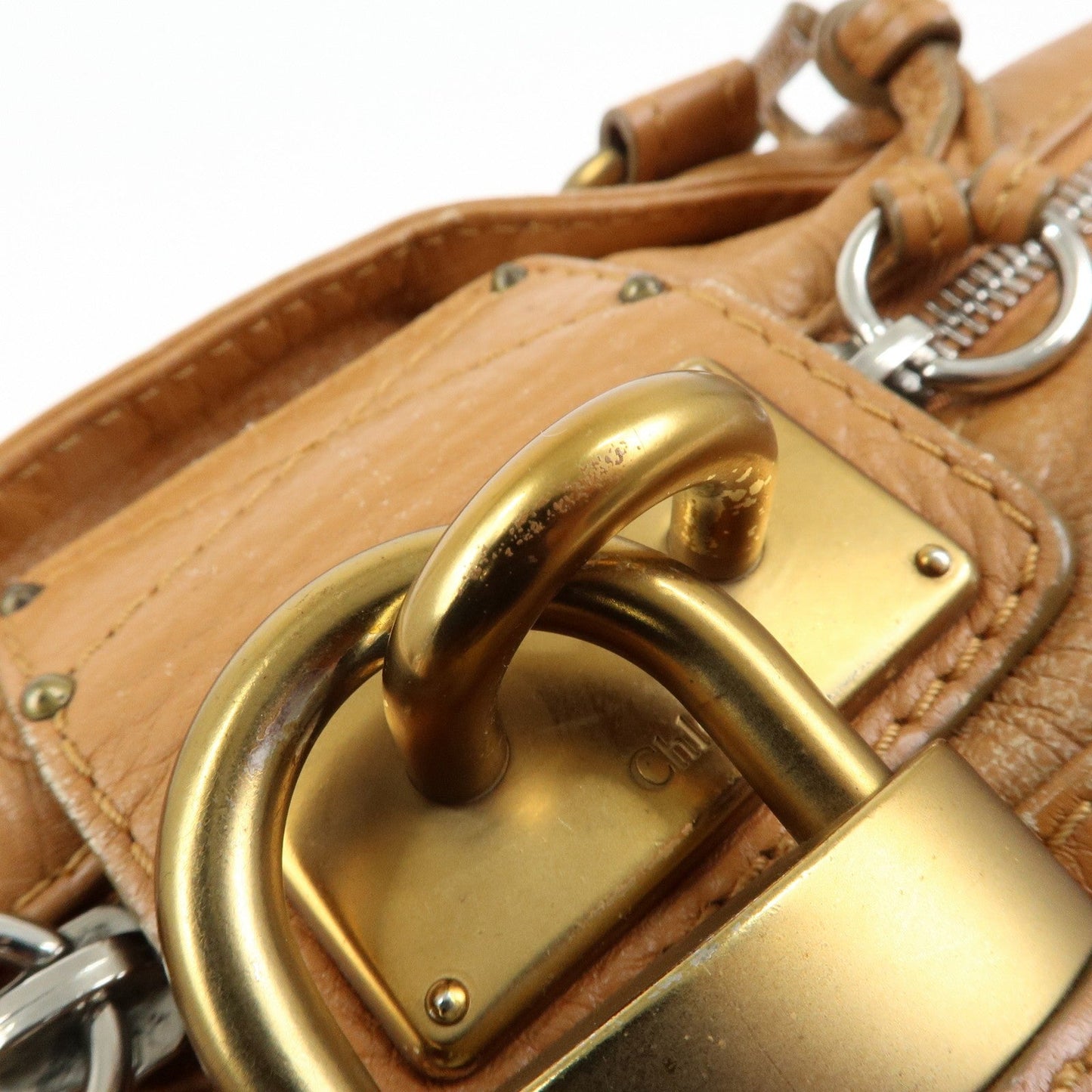 Chloe Paddington Medium Leather Hand Bag Shoulder Bag Brown Authentic Used F/S