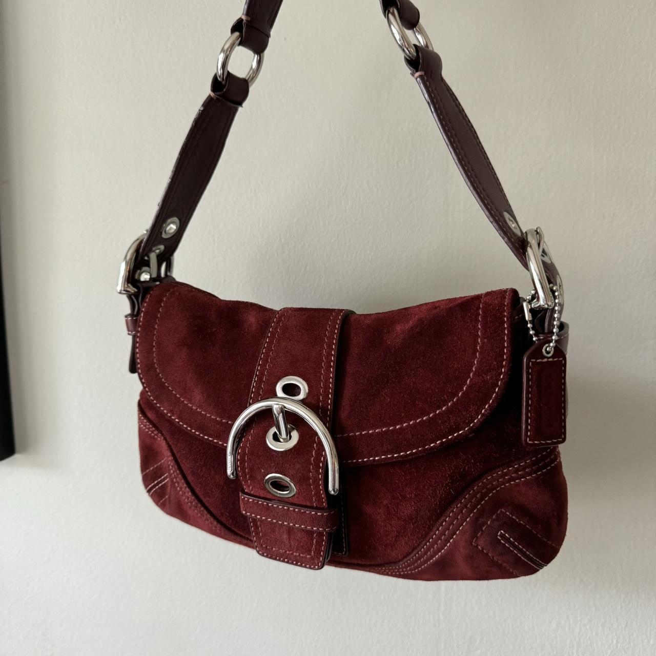 Vintage Y2K Coach rare red suede soho shoulder bag!