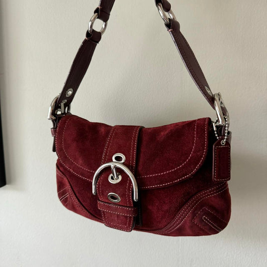Vintage Y2K Coach rare red suede soho shoulder bag!
