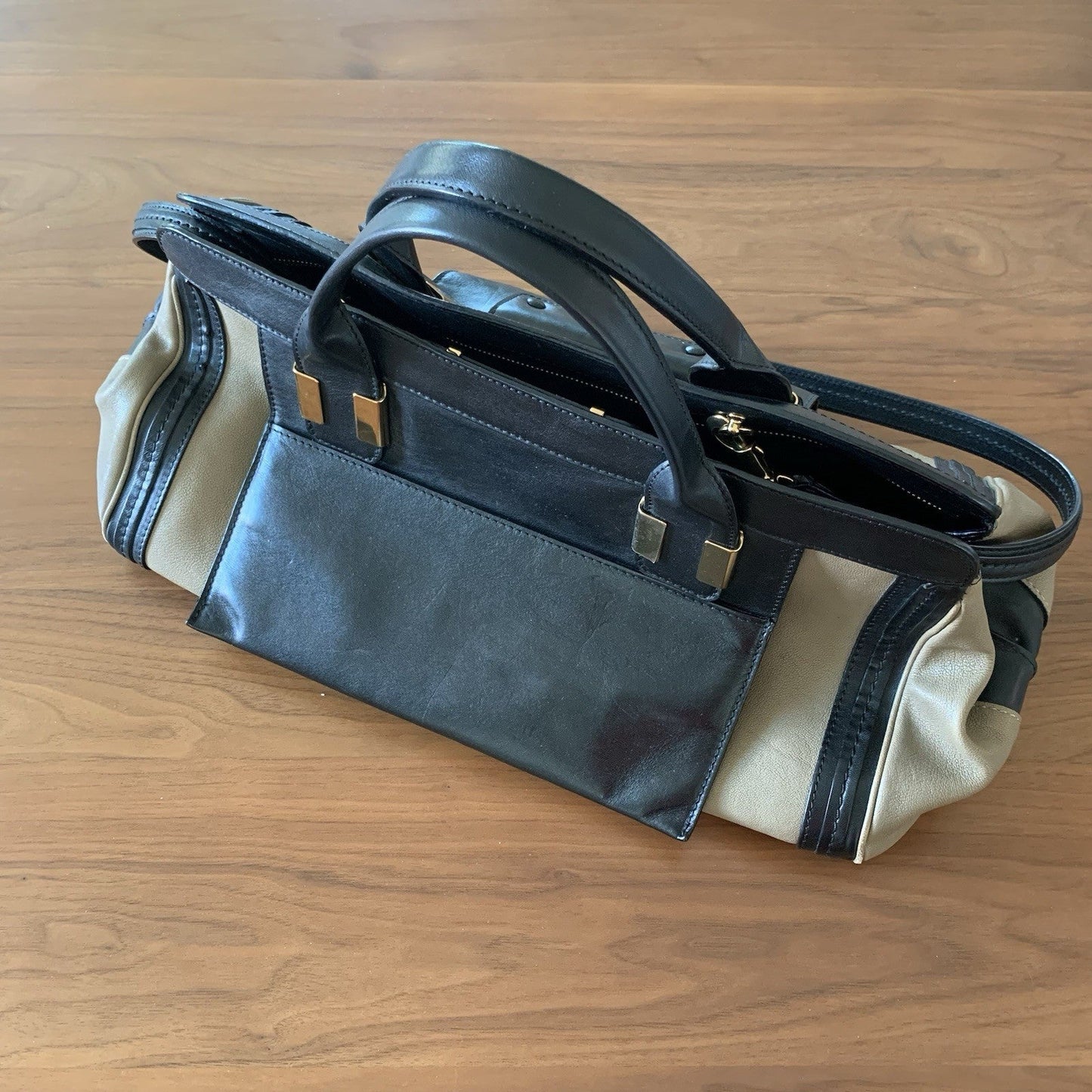 Authentic Chloé Alice Satchel Bag - Black & Tan Leather - Excellent Condition!