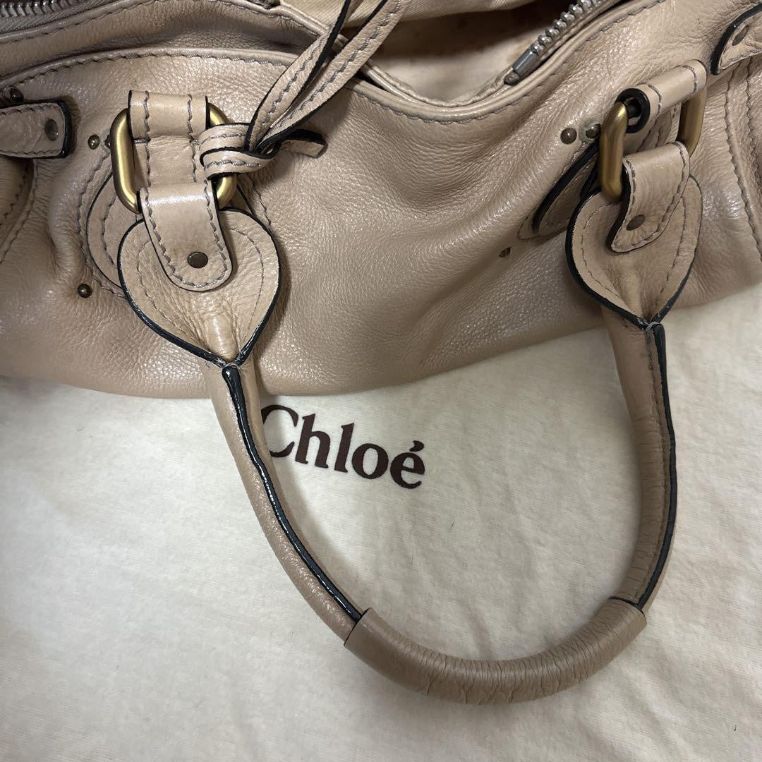 Chloe paddington shoulder bag handbag padlock key leather beige