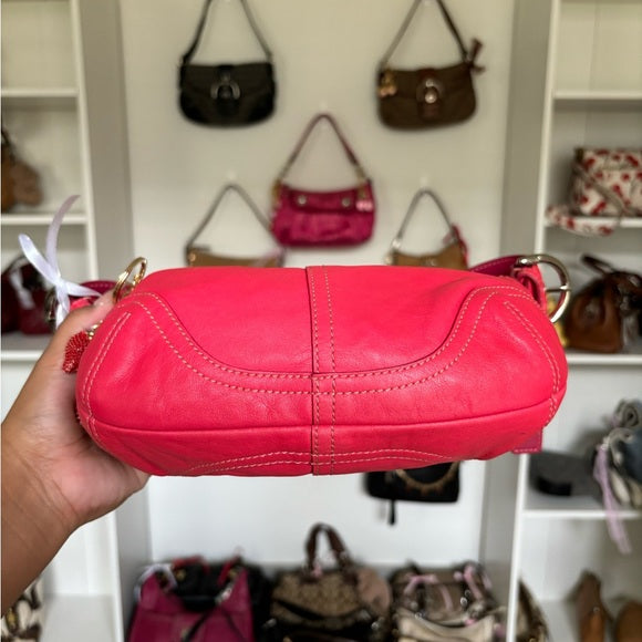 y2k coach hobo pink fushia leather