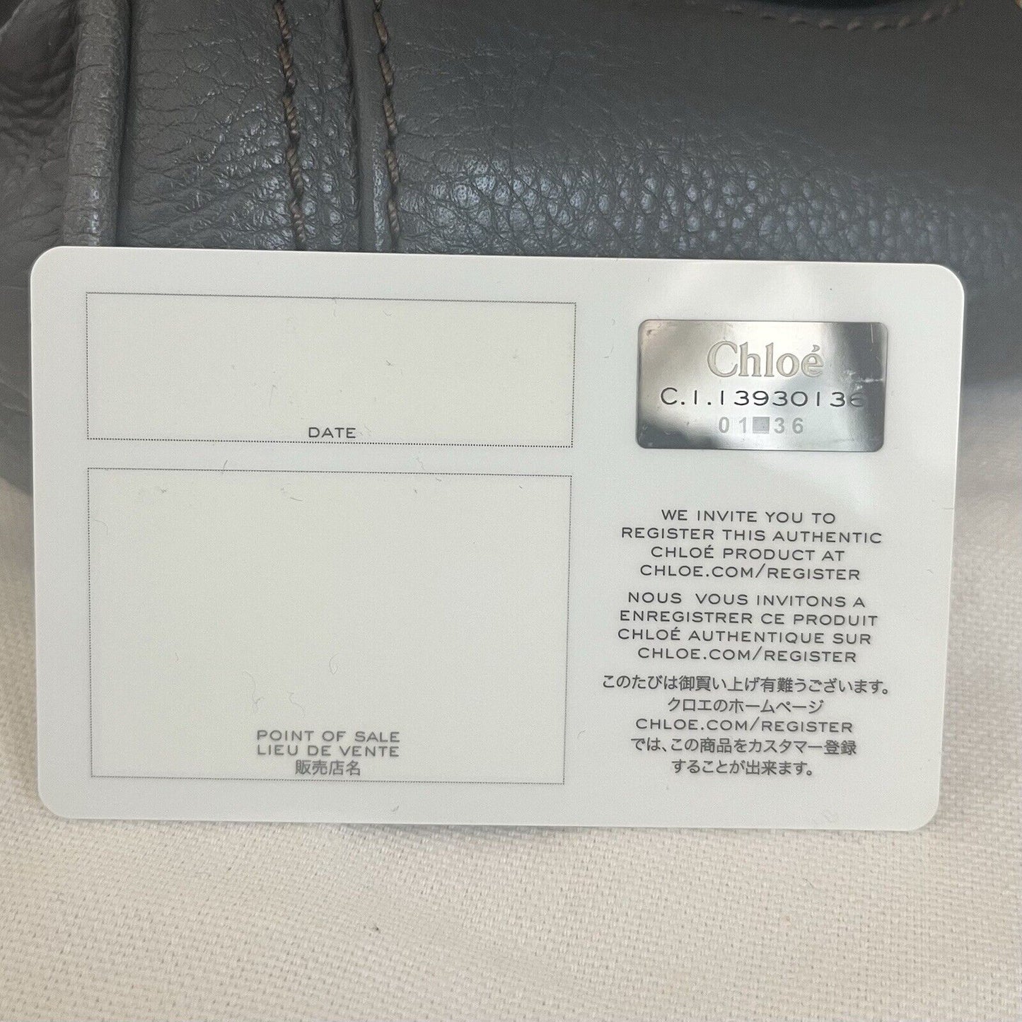 Chloe paddington leather hand bag dark gray leather medium padlock key card f s