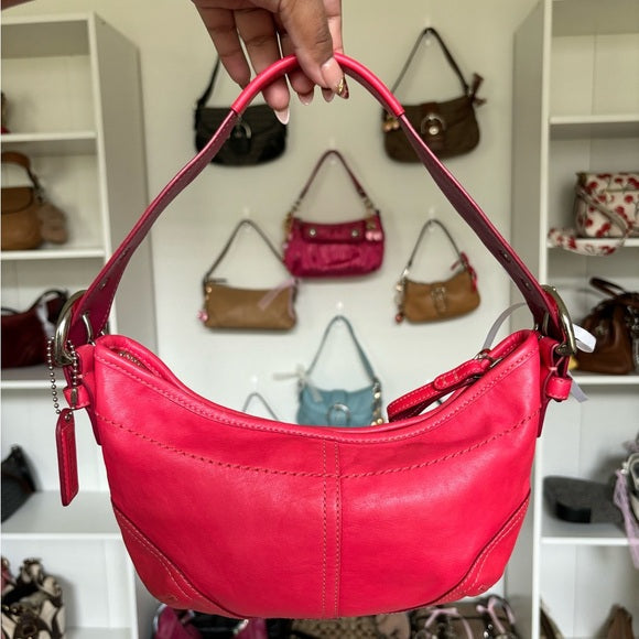 y2k coach hobo pink fushia leather