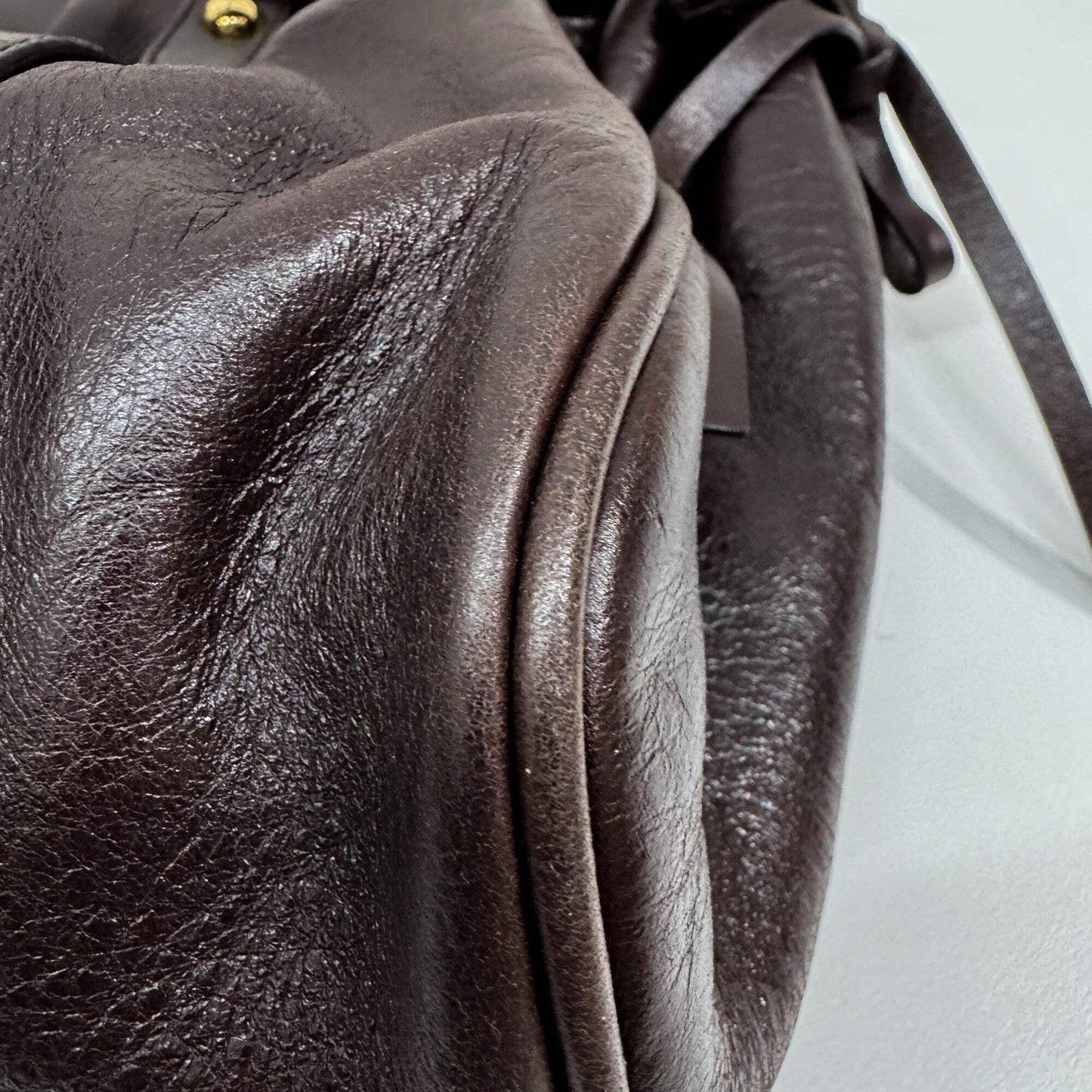 MIU MIU Vitello Dark Brown Leather Two Way Bag