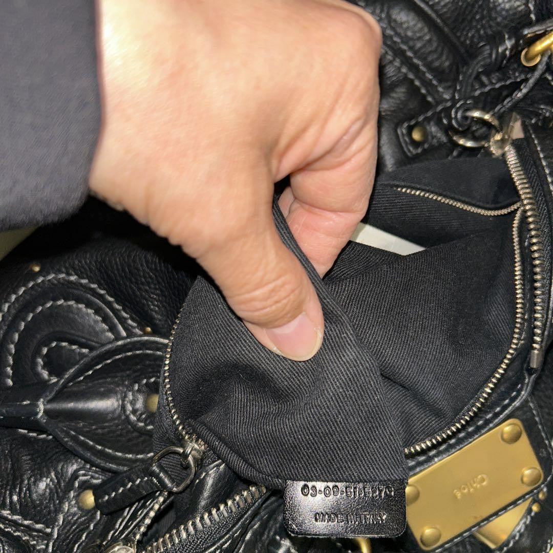 Chloe paddington handbag shoulder bag padlock key black leather