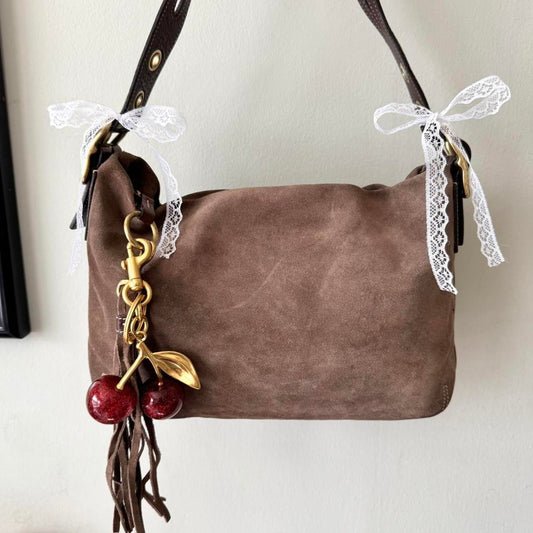 Vintage Y2K Coach east west legacy zip brown suede shoulder bag!