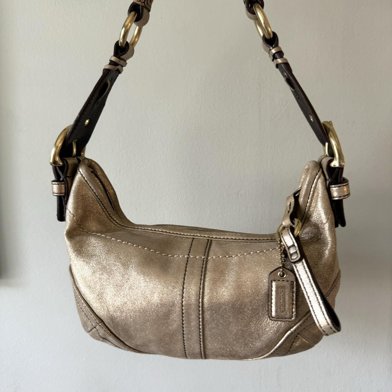 Vintage Y2K 2004 Coach Limited Edition metallic gold shimmer mini hobo shoulder bag!