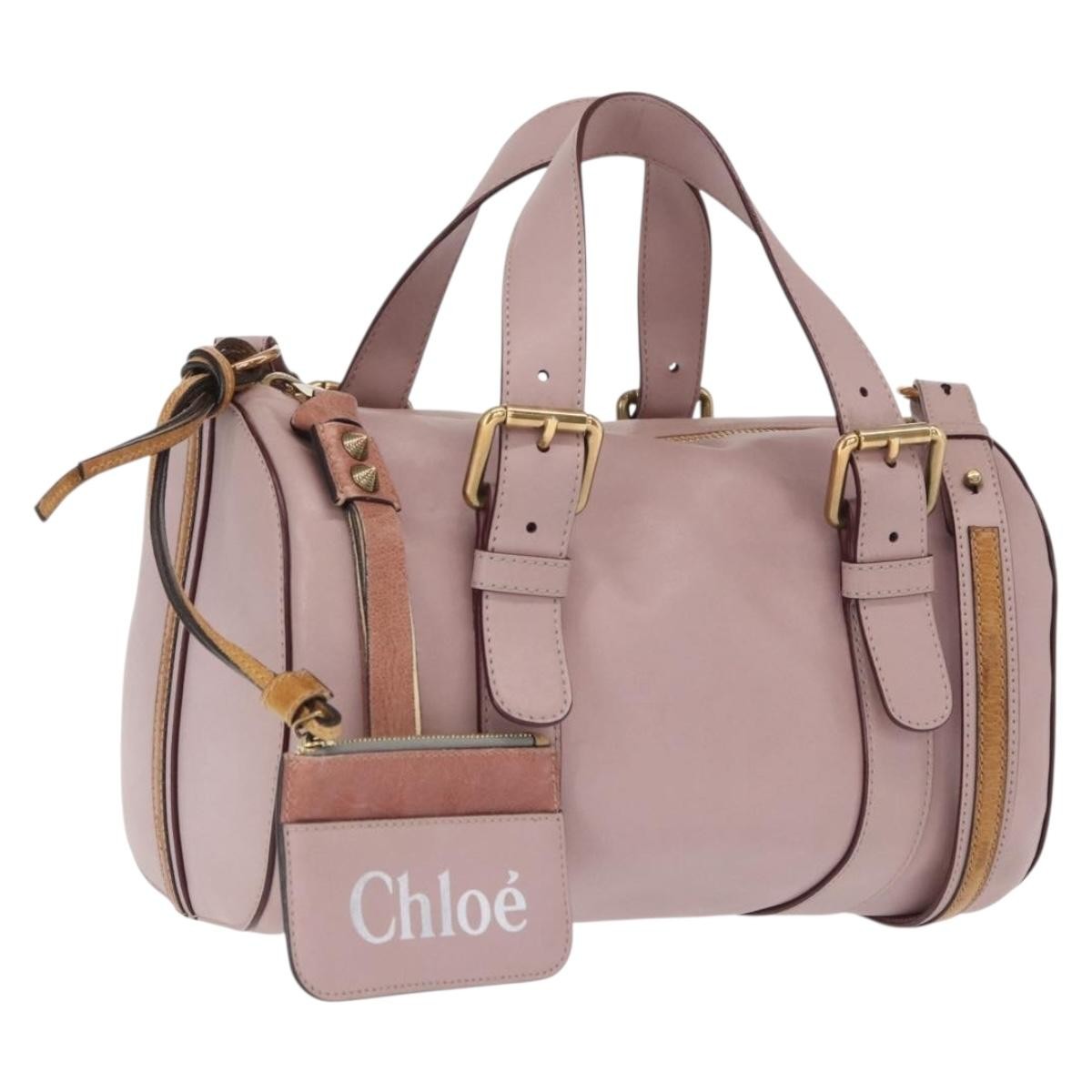 Chloe Sam Hand Bag Leather 2way Pink Gold 03 12 51 65 5811 Auth BA9509