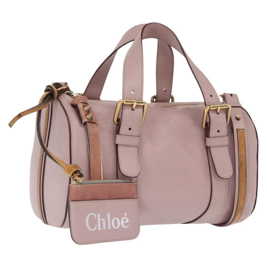 Chloe Sam Hand Bag Leather 2way Pink Gold 03 12 51 65 5811 Auth BA9509