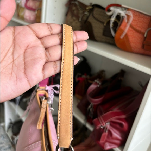 y2k coach hobo shoulder pink canvas 🎀