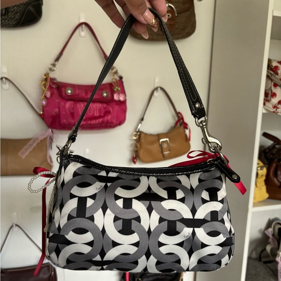 y2k coach madison optic print black and white