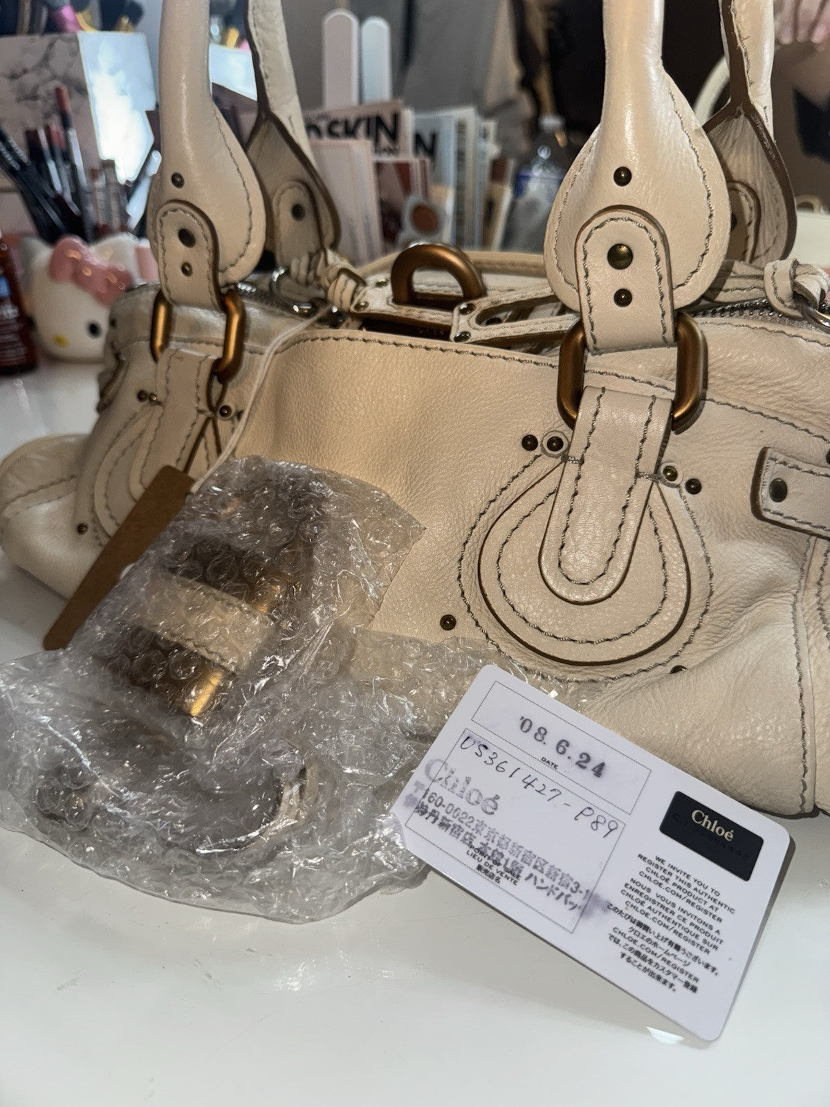 authentic Chloe paddington leather shoulder bag hand bag ivory ships quick 💨