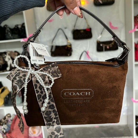 y2k coach suede pouch handbag