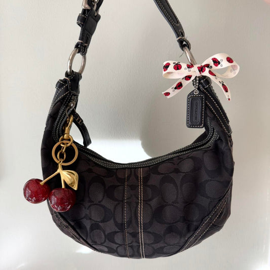 Vintage Y2K Coach black jacquard monogram hobo bag!