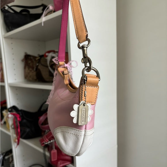 y2k coach hobo shoulder pink canvas 🎀