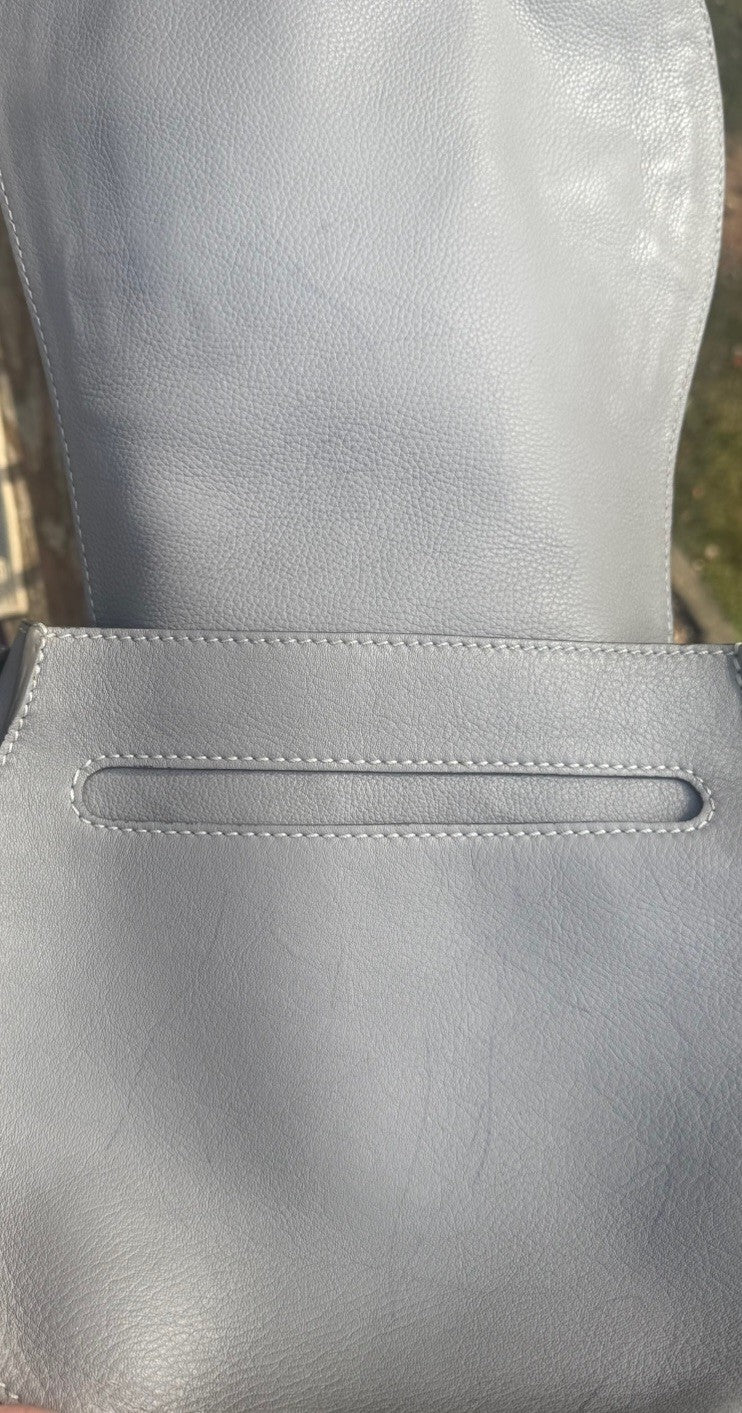 Authentic Chloé Marcie Medium Saddle Bag Cashmere Grey Leather Crossbody