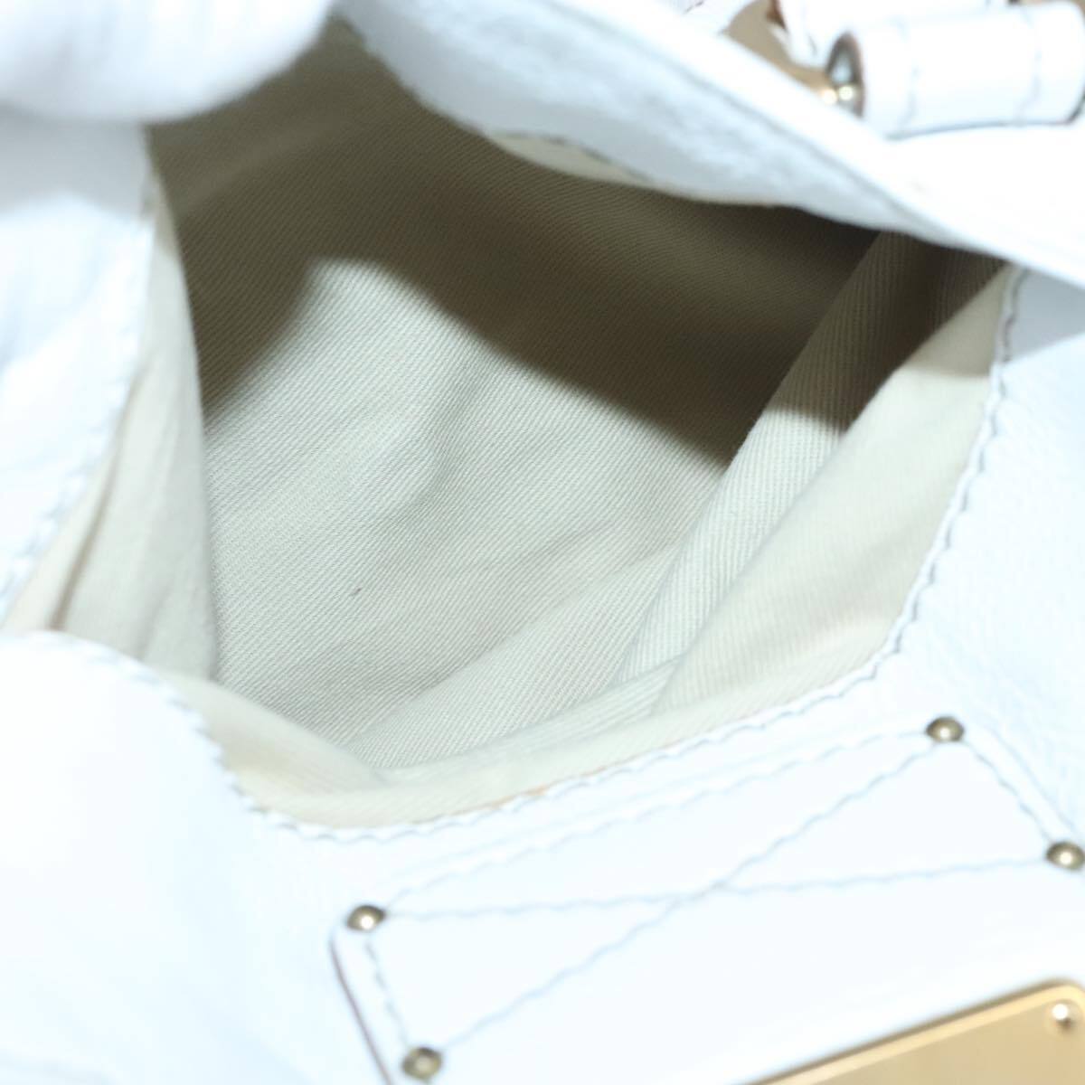 Chloe paddington hand bag leather white gold silver auth am7275