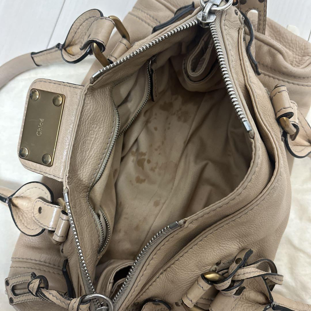 Chloe paddington shoulder bag handbag padlock key leather beige