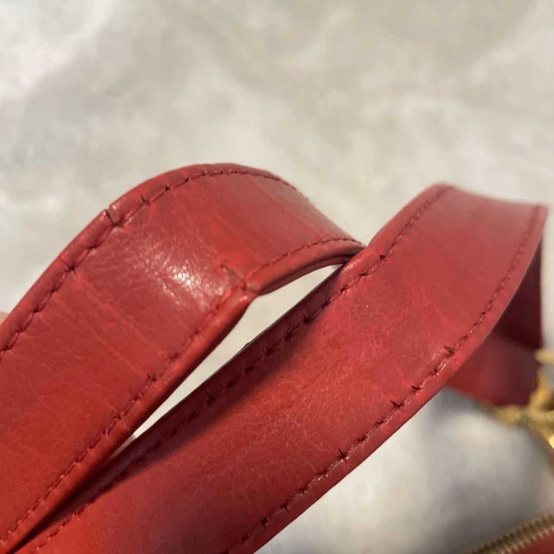 Authentic Chloe Eden Tote Shoulder Bag Red Leather Women's Logo Gold