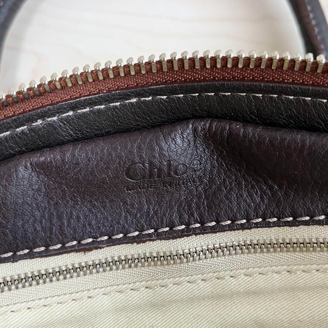 Chloe paddington gold padlock key dark brown hand bag mini boston bag used 2501m