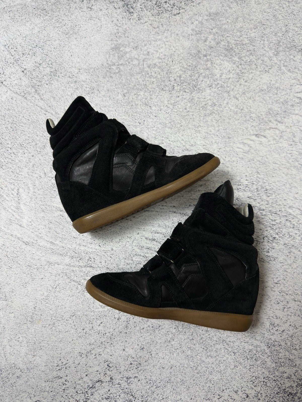 Isabel Marant Beckett Black Suede High Sneakers Basket Shoes Size 38