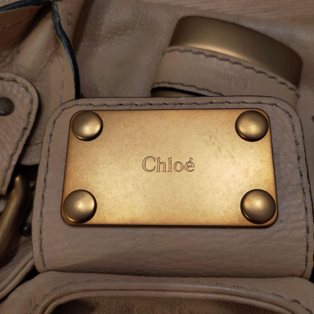 Authentic Chloe Paddington Beige Handbag Shoulder Bag Gold hardware Padlock Key
