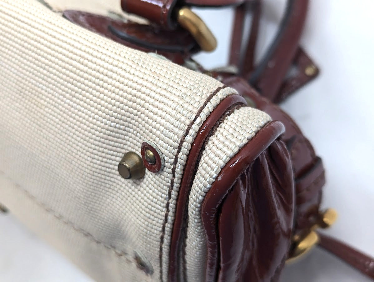 Chloe Paddington Leather Padlock Key Tote Shoulder Bag Red Ivory Women's Auth