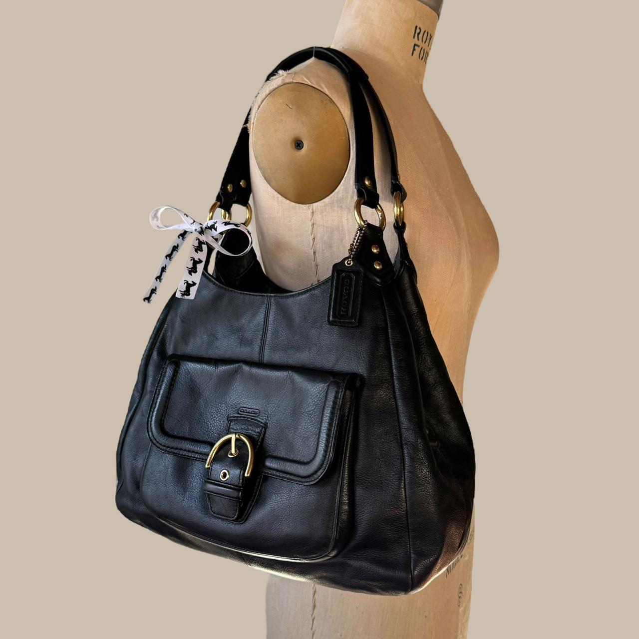 Vintage 90s Coach Campbell black leather shoulder bag!