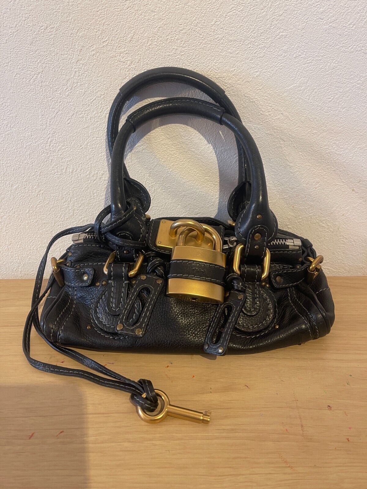 authentic Chloe paddington mini black padlock tote hand bag fast free shipping