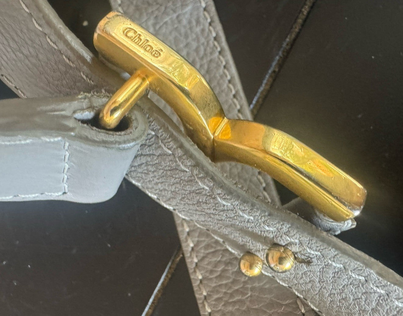 Authentic Chloé Marcie Medium Saddle Bag Cashmere Grey Leather Crossbody