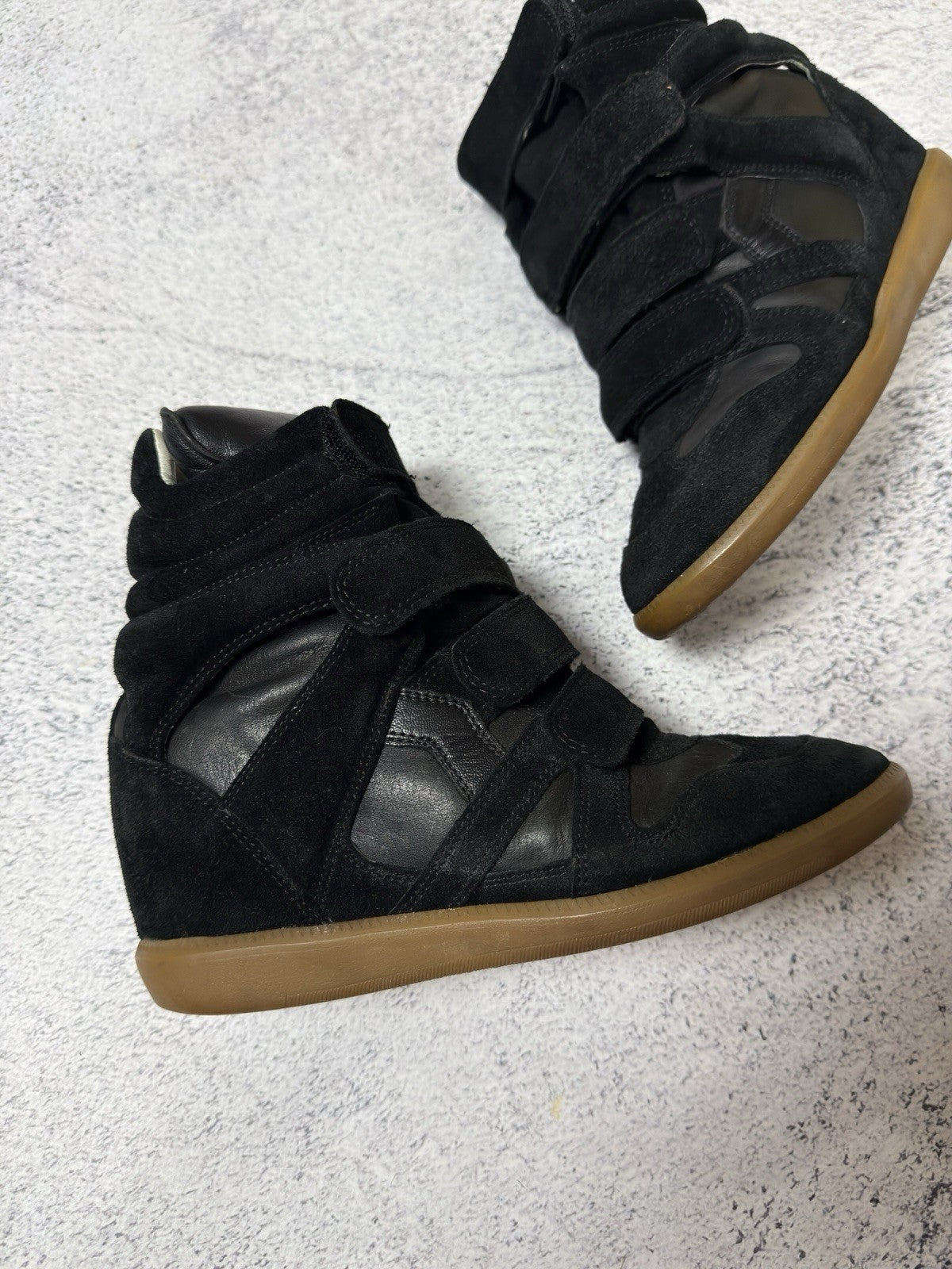 Isabel Marant Beckett Black Suede High Sneakers Basket Shoes Size 38