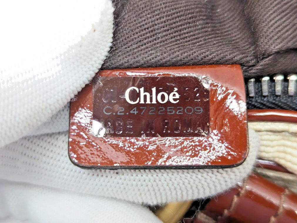 Chloe Paddington Leather Padlock Key Tote Shoulder Bag Red Ivory Women's Auth