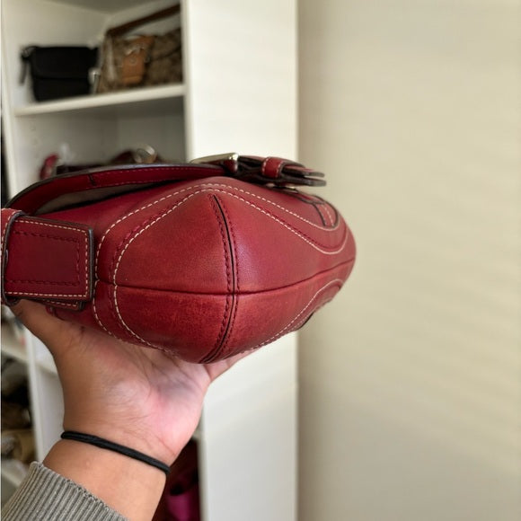 vintage coach soho cherry red leather