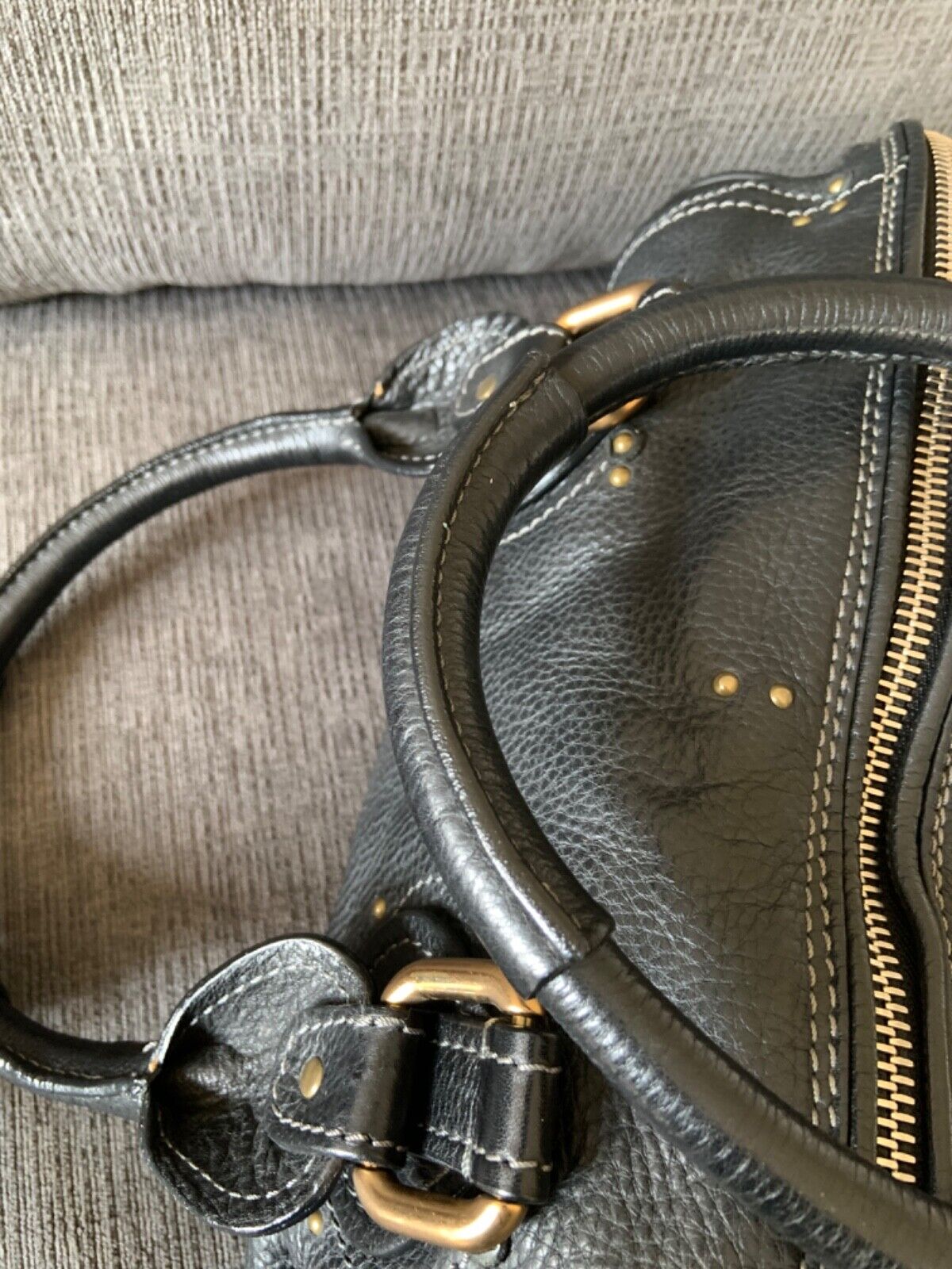 Chloe paddington black leather east west shoulder hobo bag lock key