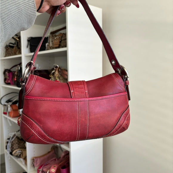 vintage coach soho cherry red leather