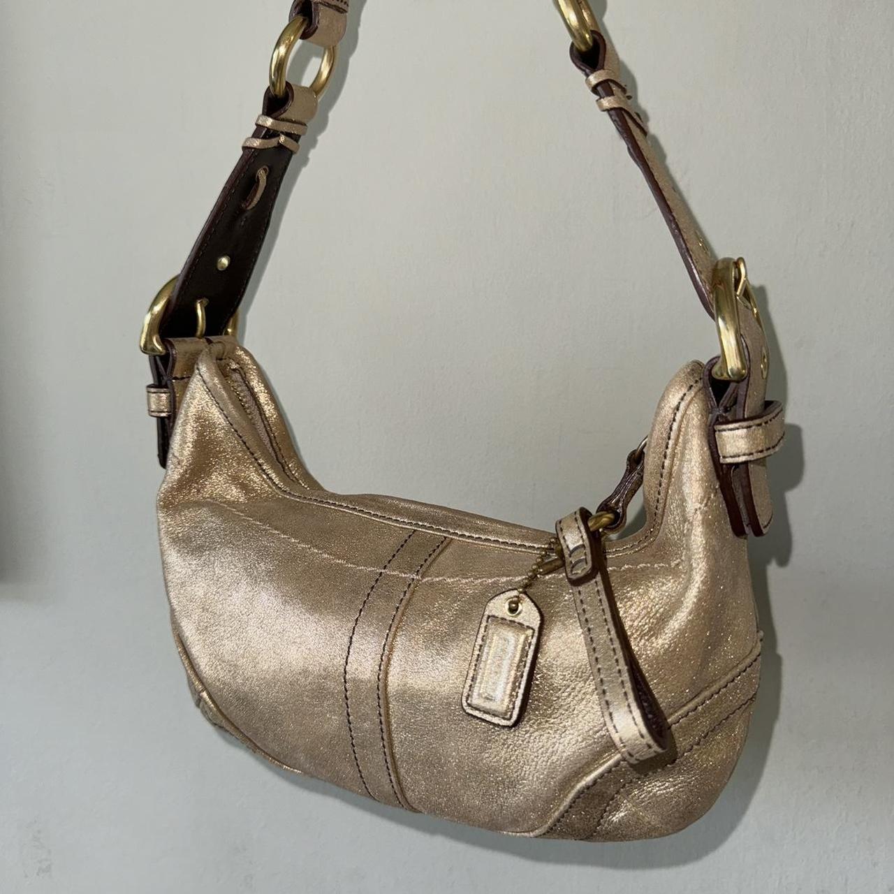 Vintage Y2K 2004 Coach Limited Edition metallic gold shimmer mini hobo shoulder bag!