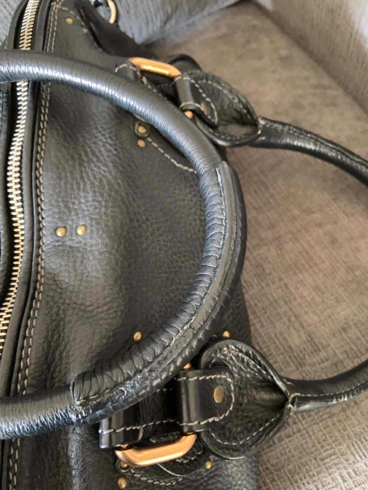 Chloe paddington black leather east west shoulder hobo bag lock key