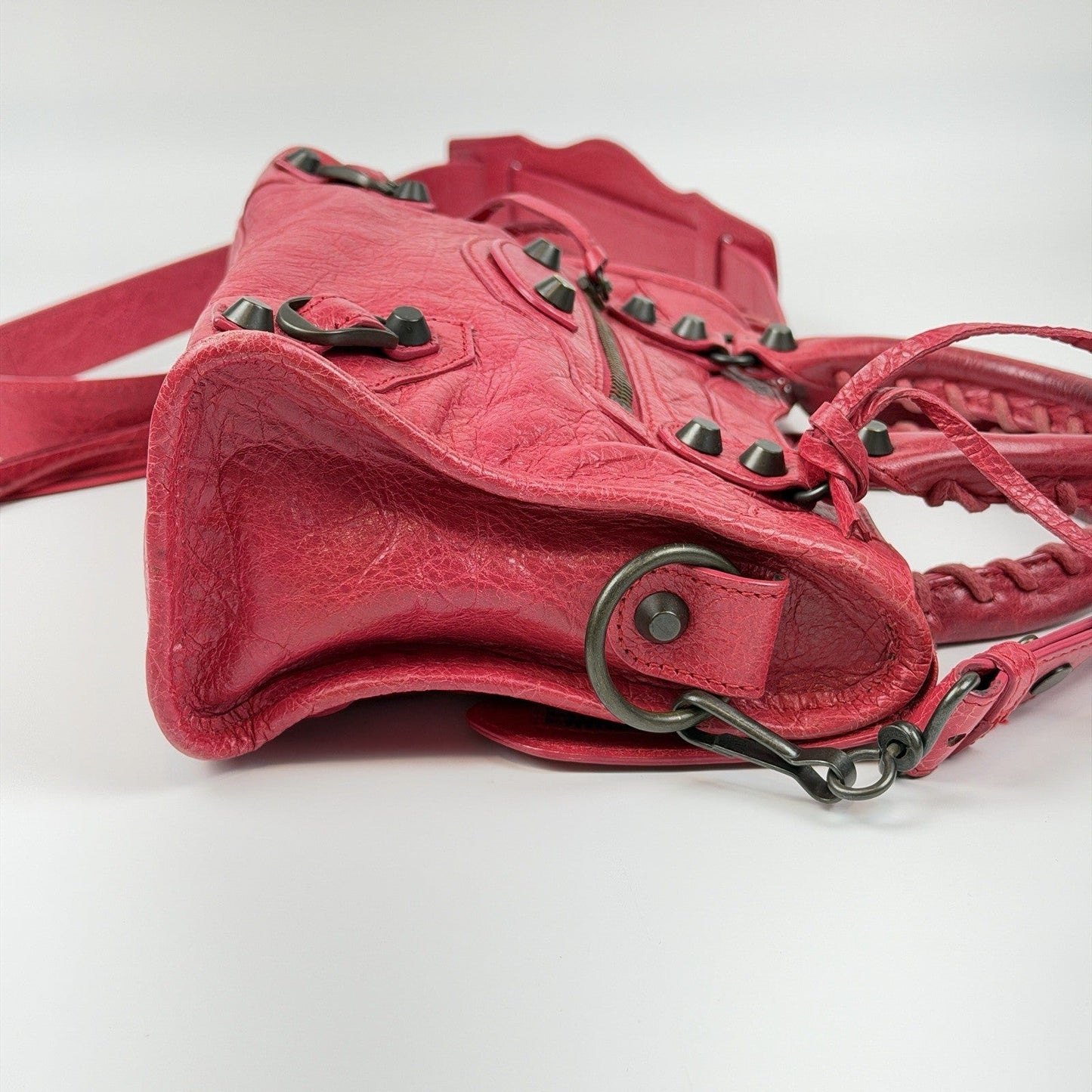 Auth Balenciaga Classic Mini City Pinkish red 2-Way Shoulder/Hand Bag z39