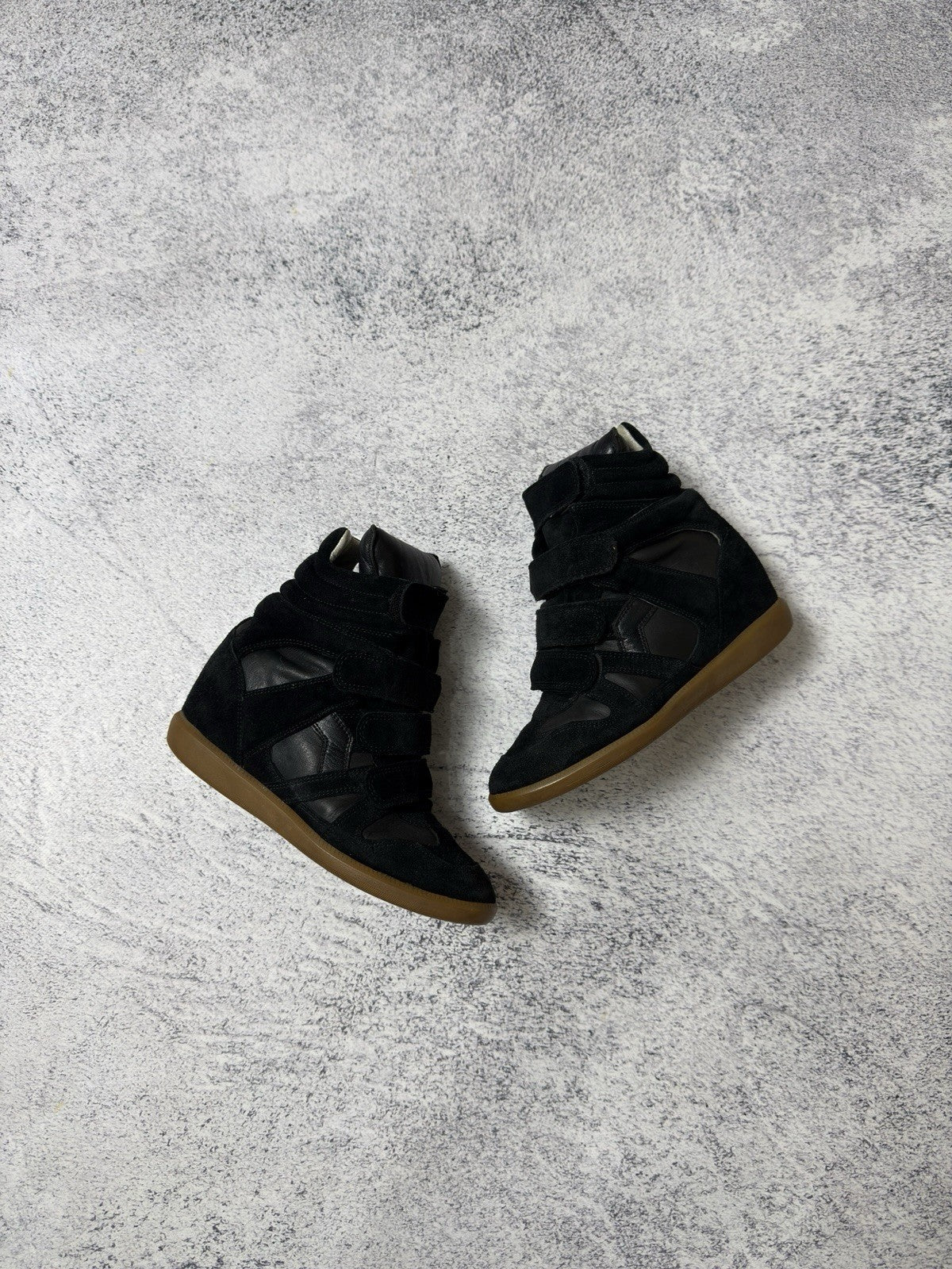 Isabel Marant Beckett Black Suede High Sneakers Basket Shoes Size 38