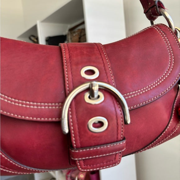 vintage coach soho cherry red leather