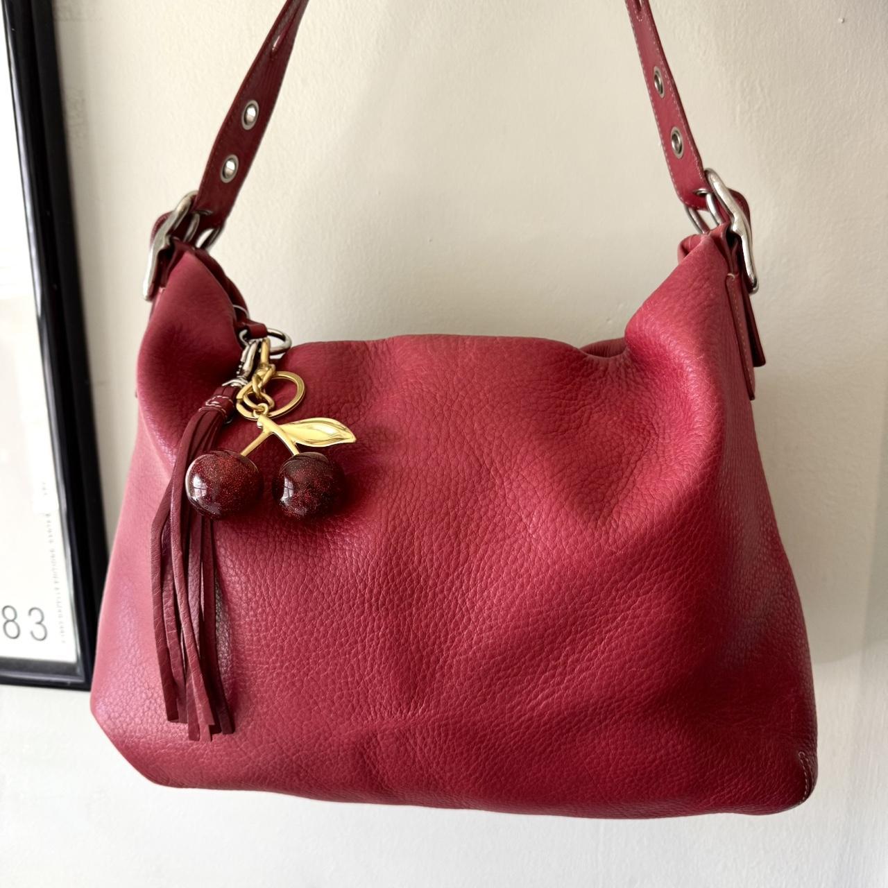 Vintage Y2K Coach cherry red leather Legacy zip shoulder bag!