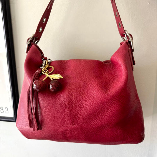 Vintage Y2K Coach cherry red leather Legacy zip shoulder bag!